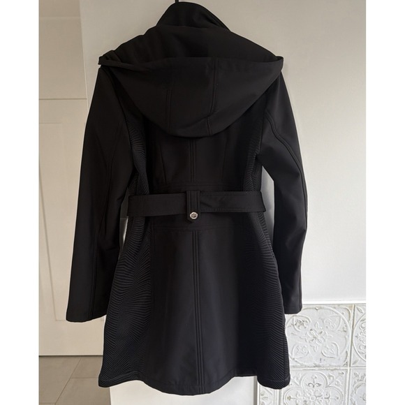 Guess Soft shell Black Women's Lightweight Hooded Jacket With Belt Size M - Picture 2 of 16